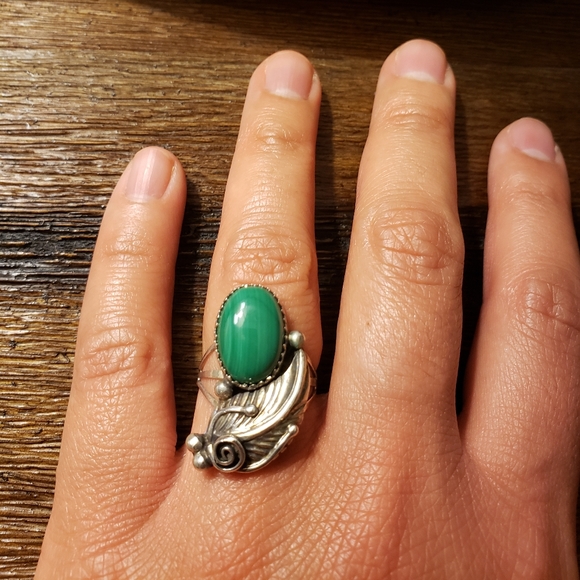 Vintage Sterling Silver Malachite Ring